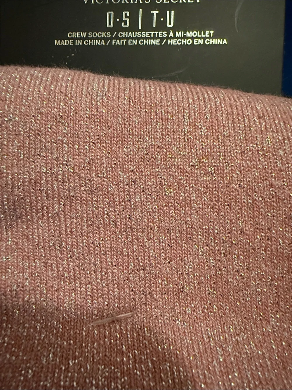 NWT PINK Victoria's Secret Metallic Rose Pink Crew Socks